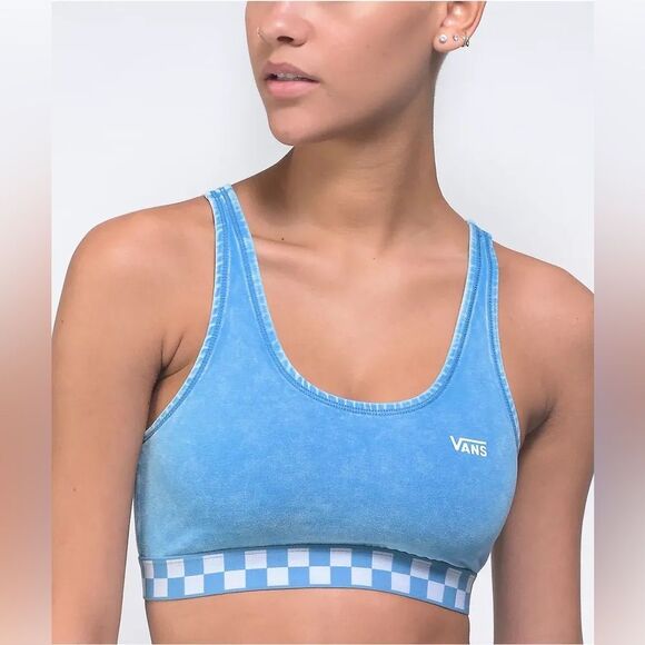 Vans Checked Out Niagra Blue Mineral Wash Bralette Size Small - Picture 1 of 13